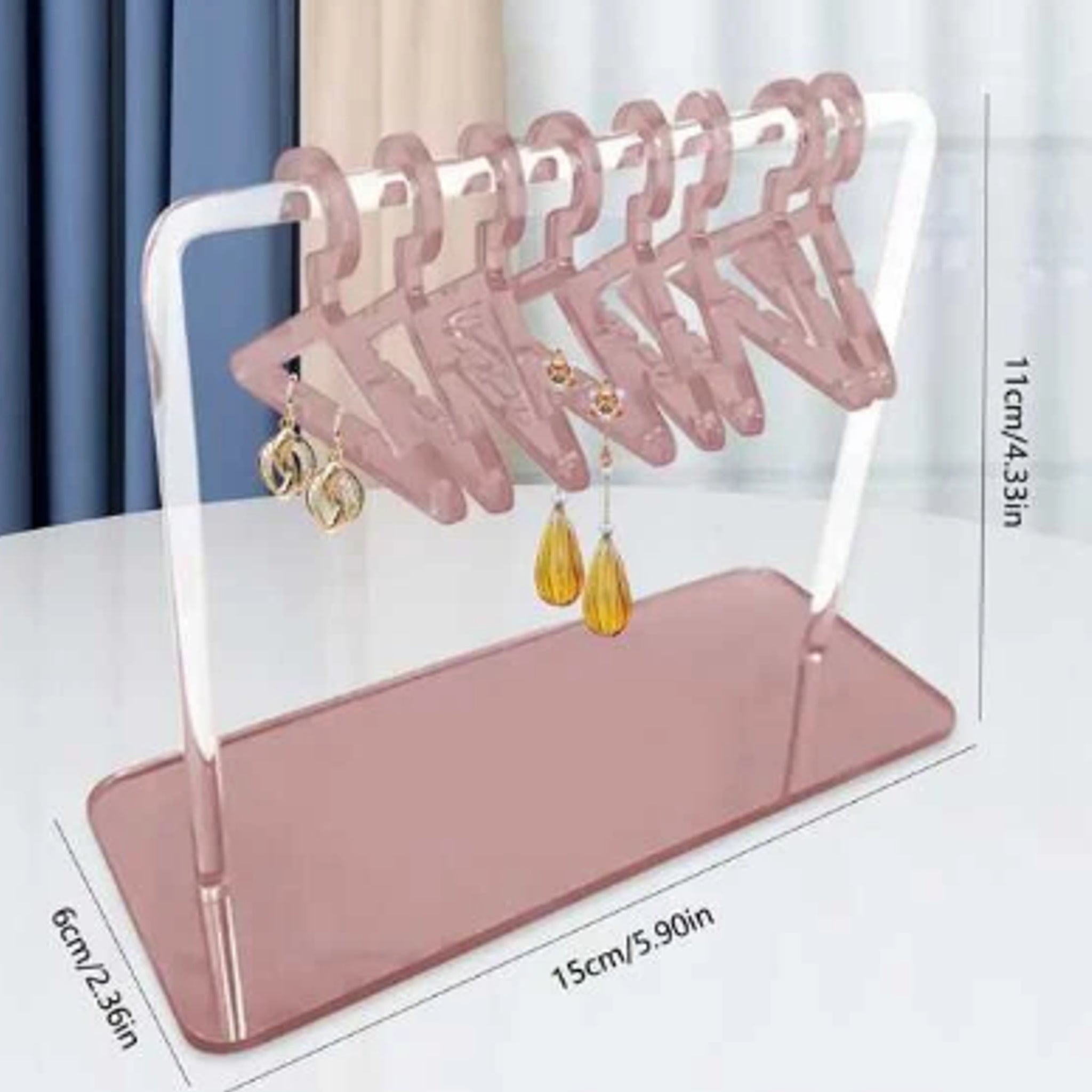 Acrylic Jewelry Display Rack Pink Indi & Oak