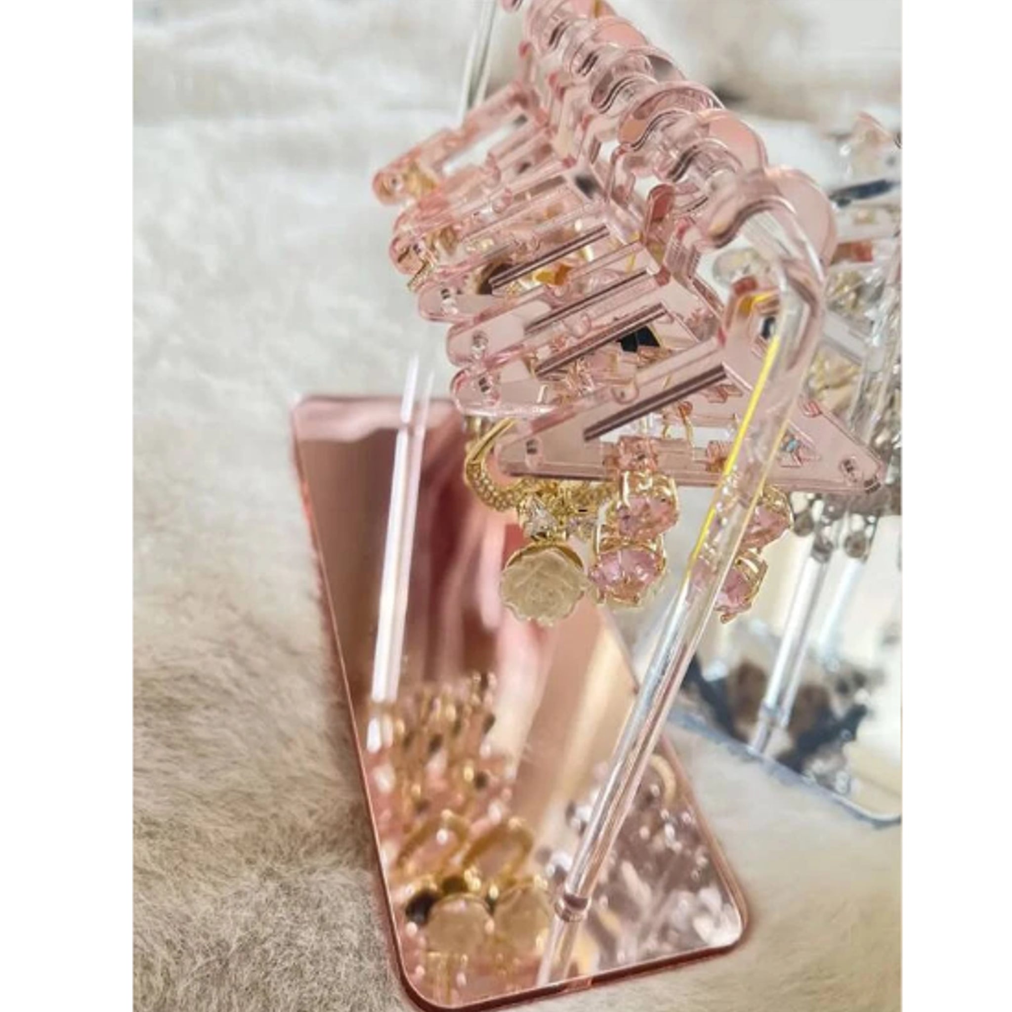 Acrylic Jewelry Display Rack Pink Indi & Oak