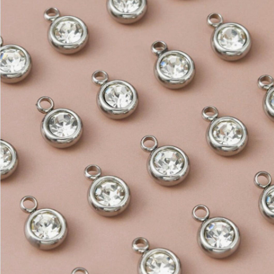 Clear Rhinestone Pendant – Set of 10 Classic Faceted Sparkle Charm for Jewelry & Crafts