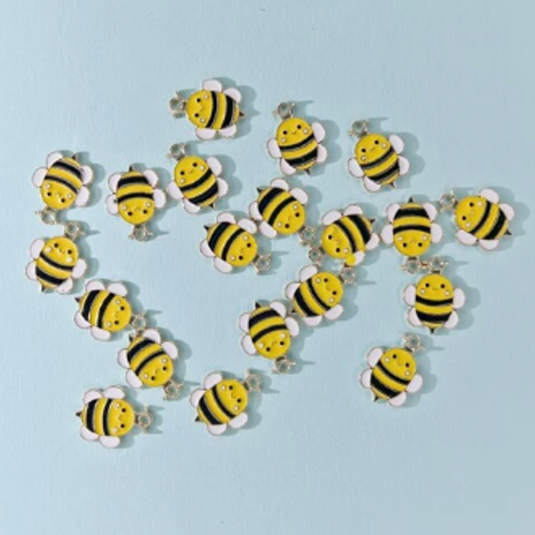 Cartoon Bee Pendants – Set of 5 Cute Charms for DIY Jewelry, Keychains & Crafts