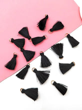 Load image into Gallery viewer, Black Mini Tassel Charms 15pcs

