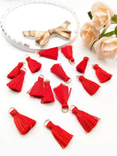 Load image into Gallery viewer, Red Mini Tassel Charms 15pcs
