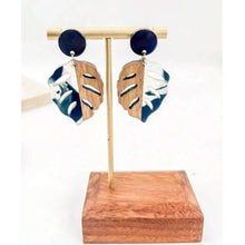 Load image into Gallery viewer, Wood &amp; Resin Tropical Leaf Drop Earrings Earrings

