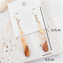 Load image into Gallery viewer, Wood &amp; Resin Water Drop Earrings
