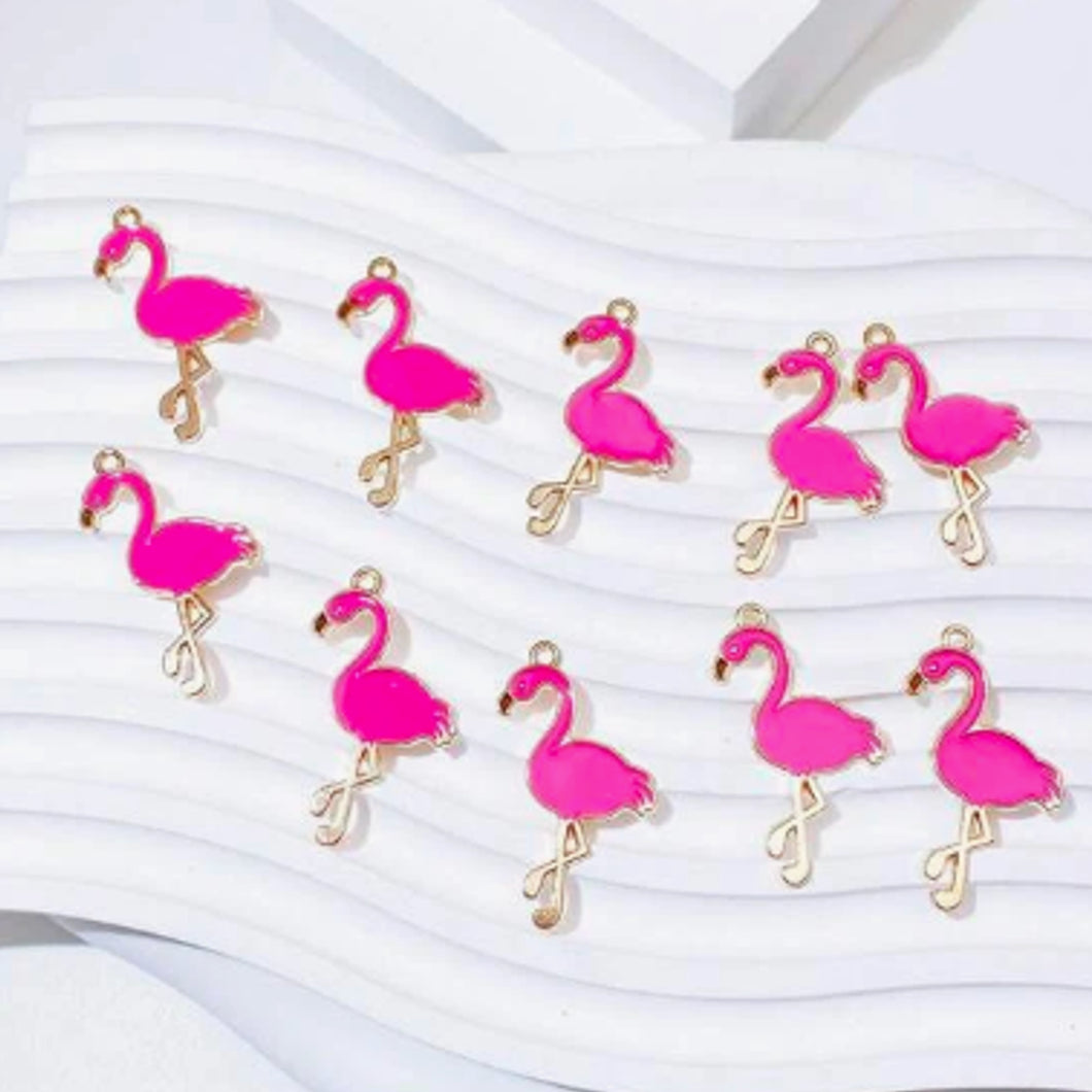 Flirty Flamingo Pendant – Set of 6 Playful Pink Charm for Jewelry & Crafts