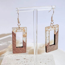 Load image into Gallery viewer, Retro Rectangular Walnut &amp; Resin Inlay Earrings
