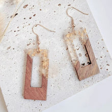 Load image into Gallery viewer, Retro Rectangular Walnut &amp; Resin Inlay Earrings
