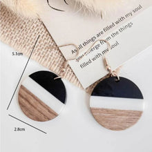 Load image into Gallery viewer, Walnut &amp; Resin Splice Vintage Round Earrings
