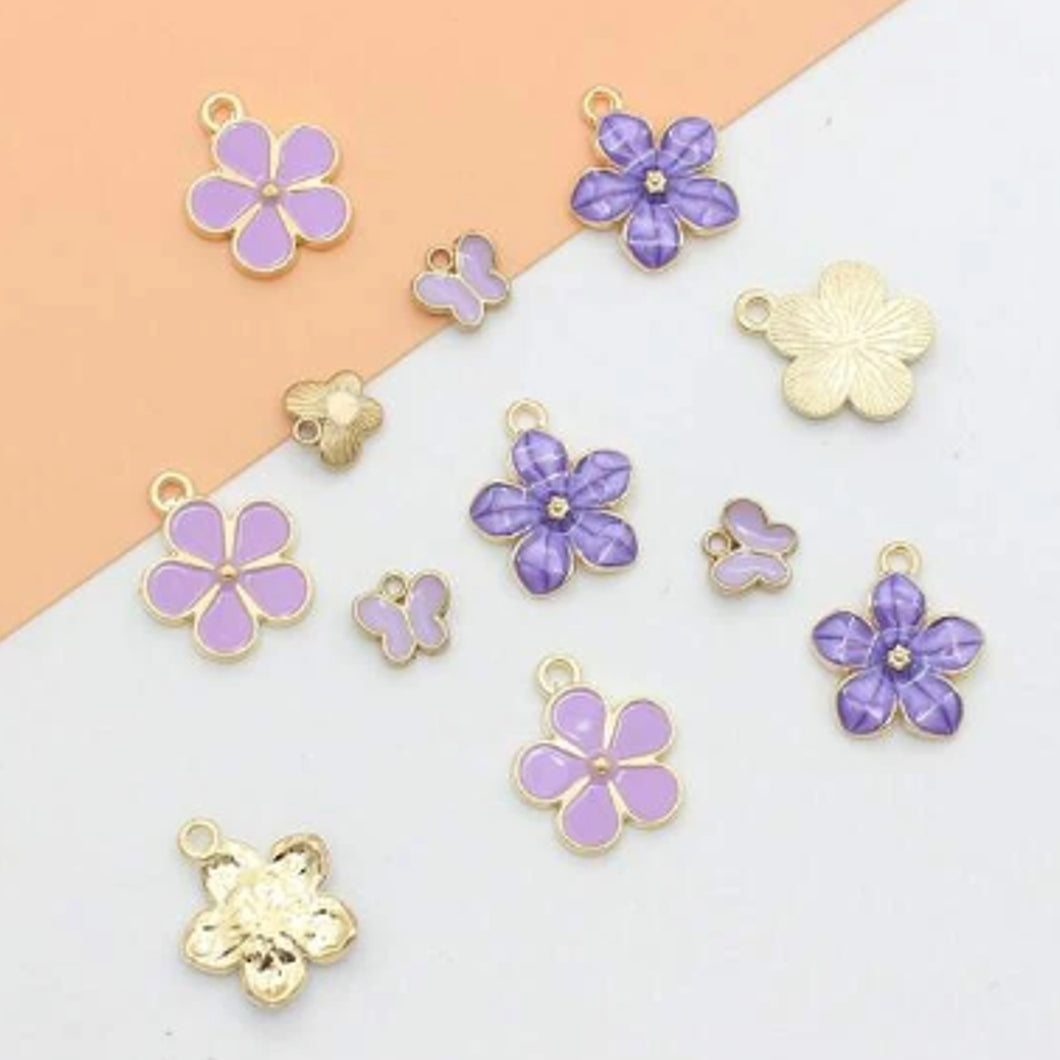 Floral Trio Pendant Charm Set – Set of 9 Delicate Blooms for Jewelry & Crafts