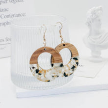 Load image into Gallery viewer, Resin &amp; Walnut Wood Splice Vintage Earrings
