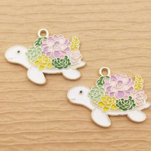 Load image into Gallery viewer, Floral Turtle Pendant
