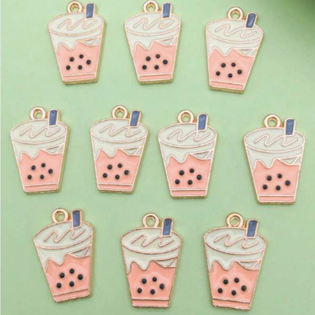 Bubble Tea Pendant – Set of 6 Whimsical Charm for Necklaces, Keychains & Crafts