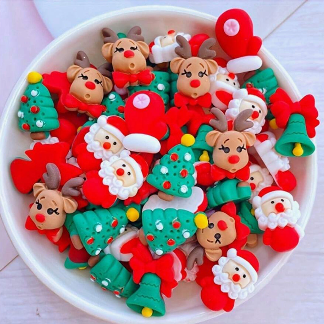 Christmas Themed Flatbacks – Set of 5 Festive Embellishments for Crafts, Hair Accessories & More