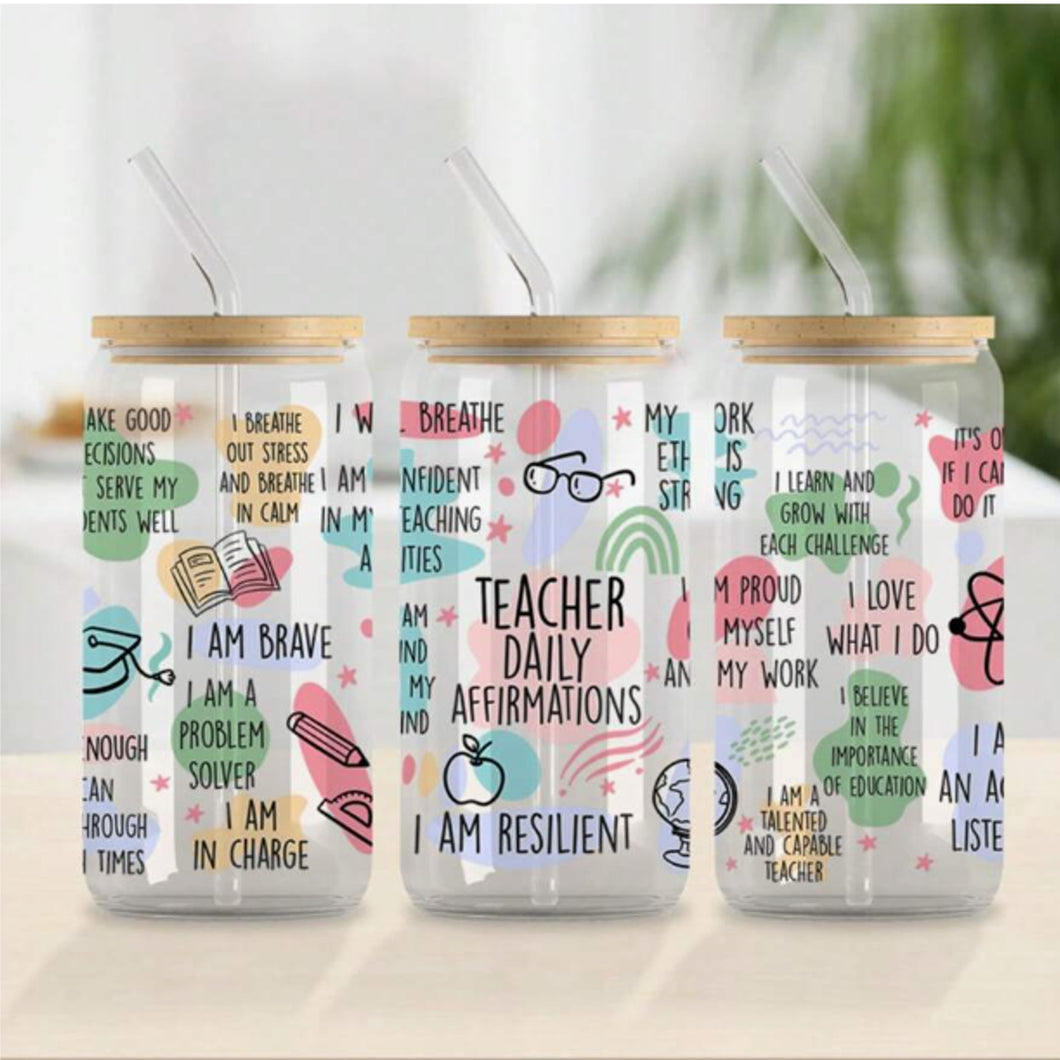 Teacher Daily Affirmations DTF Sticker – Waterproof Vinyl Decal for Journals & Cups