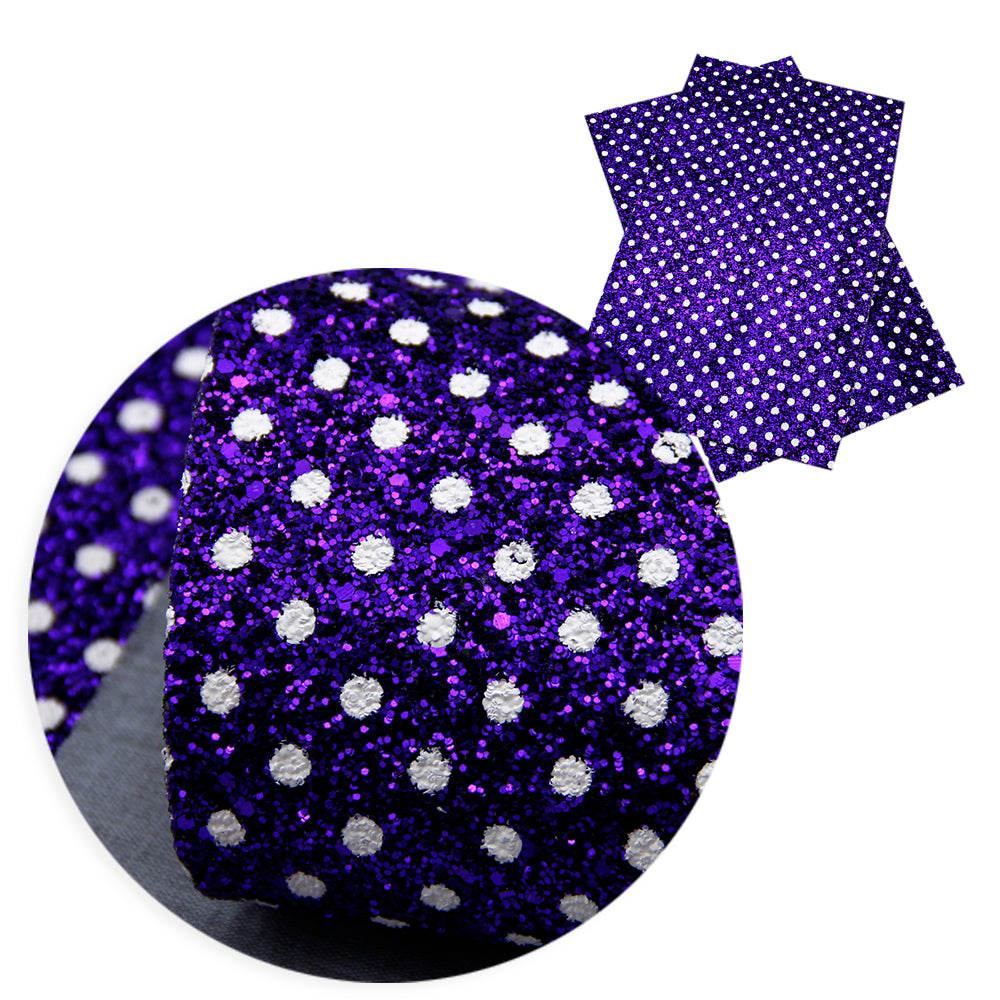 Chunky Glitter Polka Dots Vegan Leather - Purple