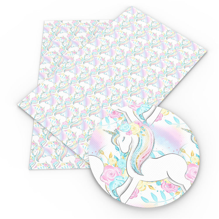 White Unicorn Printed Vegan Leather Roll – Faux Leather for Crafting