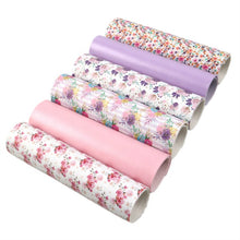 Load image into Gallery viewer, Summer Bunches Vegan Leather 6 pc Set – Bright, Floral Fun Faux Leather for Crafting
