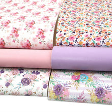 Load image into Gallery viewer, Summer Bunches Vegan Leather 6 pc Set – Bright, Floral Fun Faux Leather for Crafting
