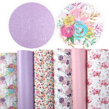 Load image into Gallery viewer, Summer Bunches Vegan Leather 6 pc Set – Bright, Floral Fun Faux Leather for Crafting
