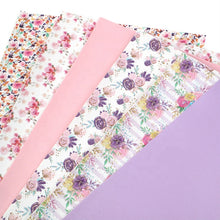 Load image into Gallery viewer, Summer Bunches Vegan Leather 6 pc Set – Bright, Floral Fun Faux Leather for Crafting
