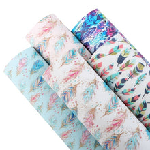 Load image into Gallery viewer, Boho Feathers Vegan Leather 5 pc Set – Artistic Flair Faux Leather for Unique Creations
