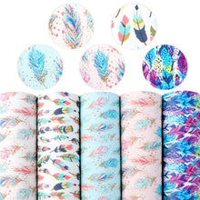 Load image into Gallery viewer, Boho Feathers Vegan Leather 5 pc Set – Artistic Flair Faux Leather for Unique Creations
