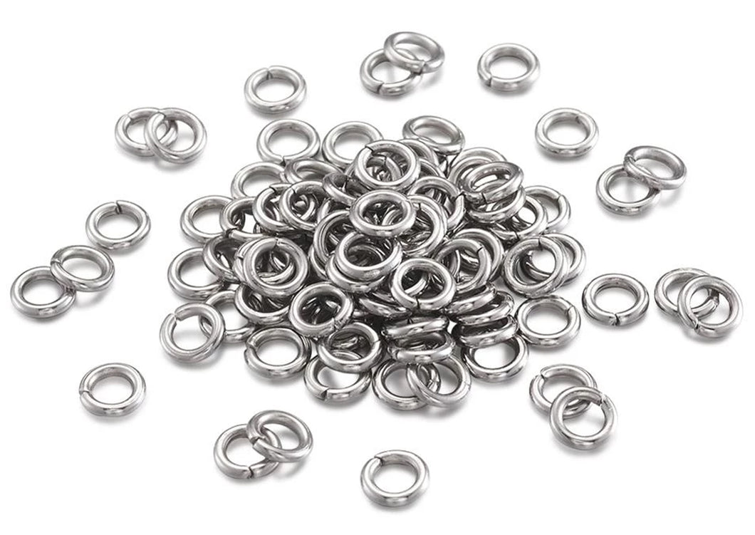 8mm Stainless Steel Jump Rings - 50g Pack (Approx. 200 Rings)