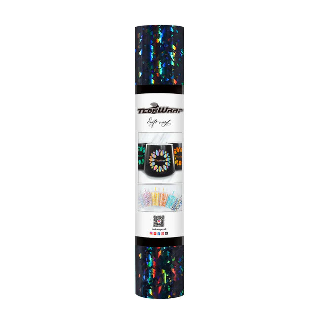 Holographic Glass Flower Adhesive Craft Vinyl - Black