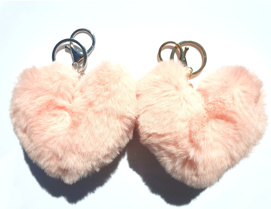 Heart Pom-Poms Keychains – 13 Colors for DIY Crafts & Accessories