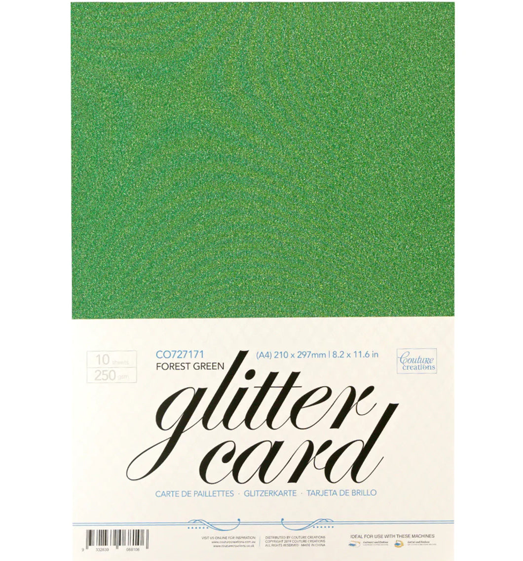 250gsm Glitter Cardstock - Forest Green