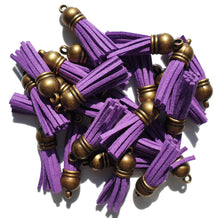 Load image into Gallery viewer, Suede Tassels - Bronze Cap - 21 Colors Available
