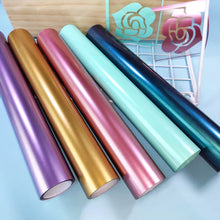 Load image into Gallery viewer, Glossy Pearlescent Metallic Heat Transfer Vinyl - Cyan Blue
