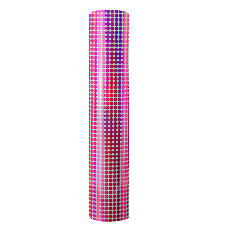 Holographic Adhesive Mosaic Vinyl - Rose Red Dots
